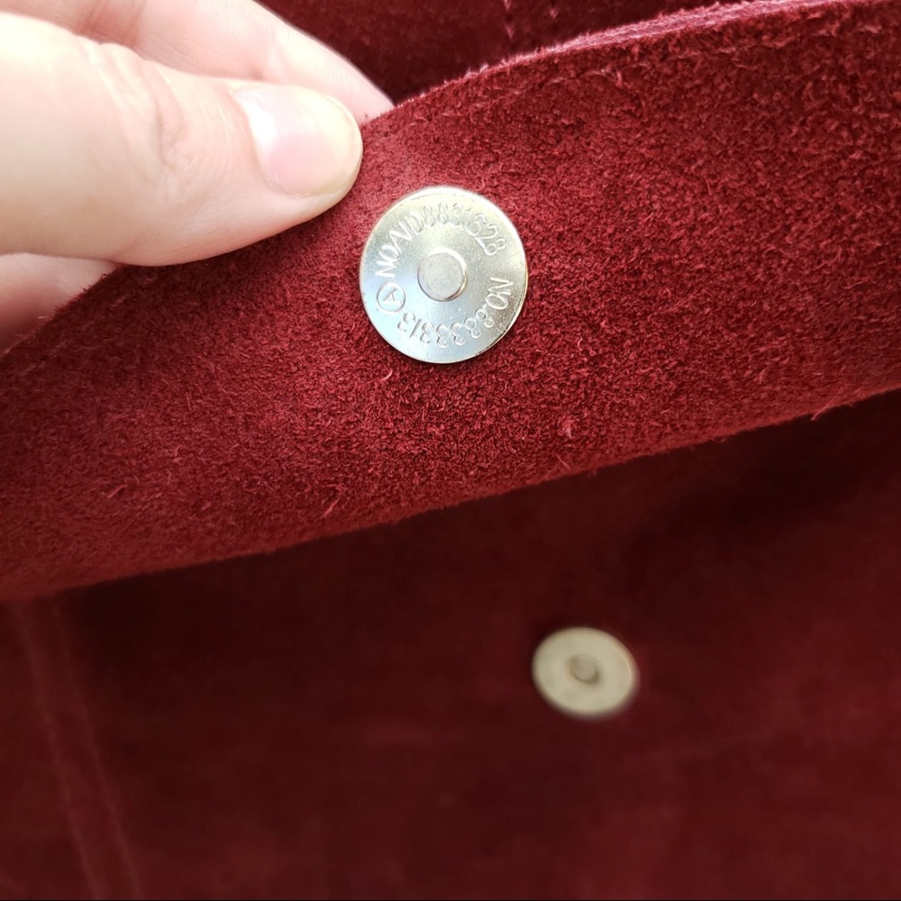 Made in Italy Leather Burgundy Color Suede Big Bag - Picture 8 of 9